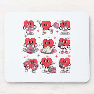 Heart Reading A Book Valentines Day Teachers Book Mouse Pad