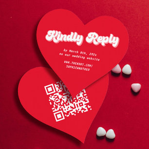 Heart Red and Pink Valentines Wedding RSVP DIY Enclosure Card