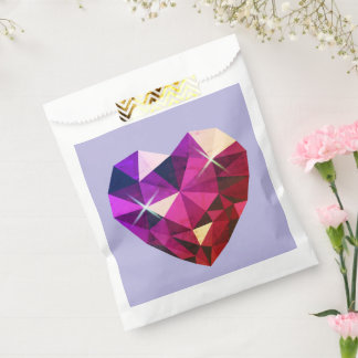 Heart Red and Purple Gemstone  Favour Bag