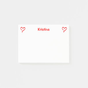 Heart Red And White Love Personalised Post-it Notes