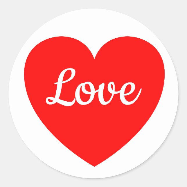 Heart Red And White Love Wedding, Party Sticker (Front)