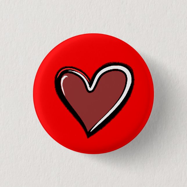 Heart-Red Background 3 Cm Round Badge (Front)