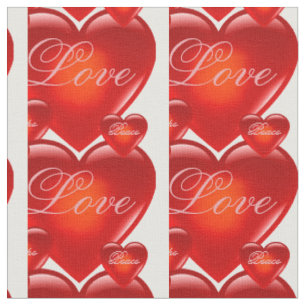heart/red hearts/Love/Joy/Peace/Hope - white Fabric