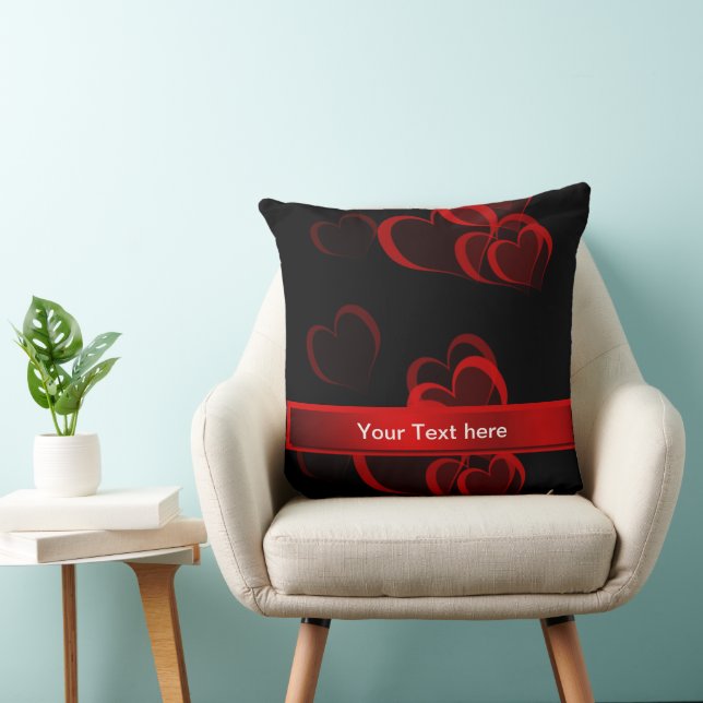 heart red in black text template  cushion (Chair)