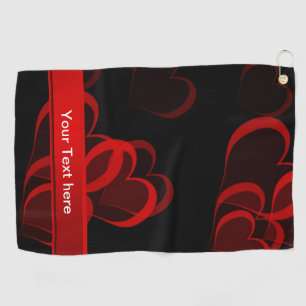 heart red in black text template golf towel