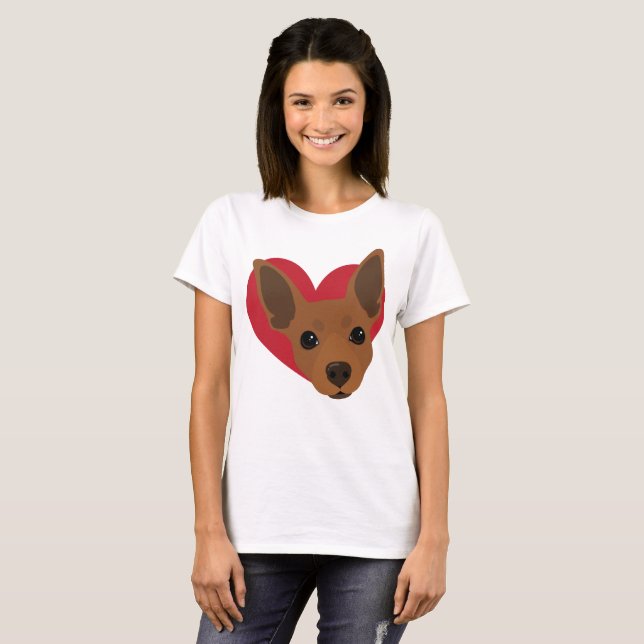 Heart Red Rust Min Pin T-Shirt No4 (Front Full)