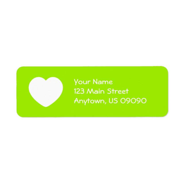 Heart Return Address Label (Lime Green) (Front)