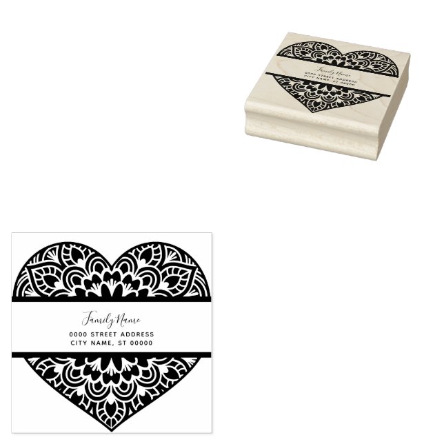 Heart Return Address Rubber Stamp (Stamped)