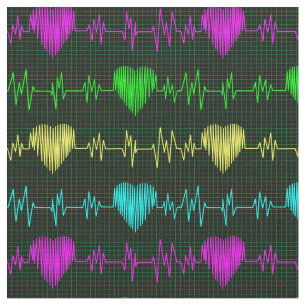 Heart rhythm iridescent ECG. Medical nurse doctor Fabric