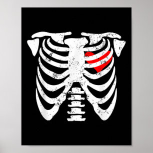 Heart Rib Cage X-ray Adult Kids Funny Valentine Sk Poster