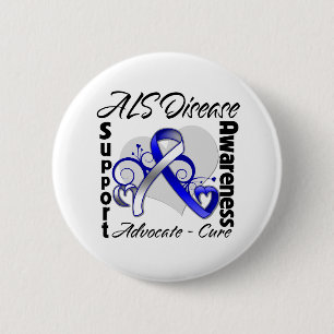 Heart Ribbon - ALS Disease Awareness 6 Cm Round Badge