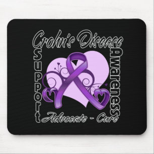 Heart Ribbon - Crohn's Disease Awareness Mouse Pad