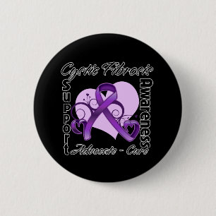Heart Ribbon - Cystic Fibrosis Awareness 6 Cm Round Badge