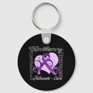 Heart Ribbon - Epilepsy Awareness Key Ring