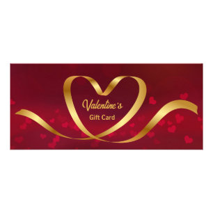 Heart Ribbon Gold Red Valentine's Day Gift Card