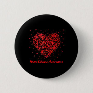 Heart Ribbon Heart Disease Awareness Gifts  6 Cm Round Badge