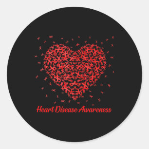 Heart Ribbon Heart Disease Awareness Gifts Classic Round Sticker