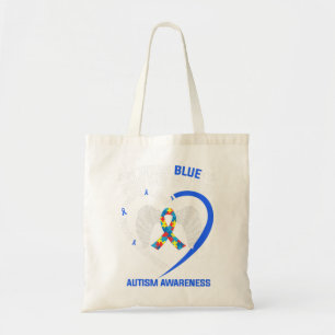 Heart Ribbon I Wear Blue For My Sister Autism Awar Tote Bag