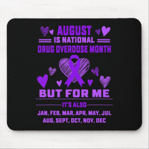 Heart Ribbon June Is National Drug Overdose Awaren Mouse Pad