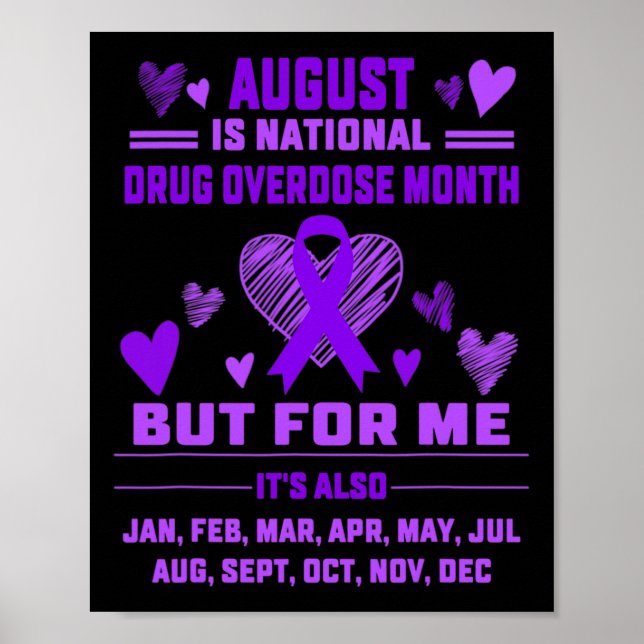 Heart Ribbon June Is National Drug Overdose Awaren Poster (Front)