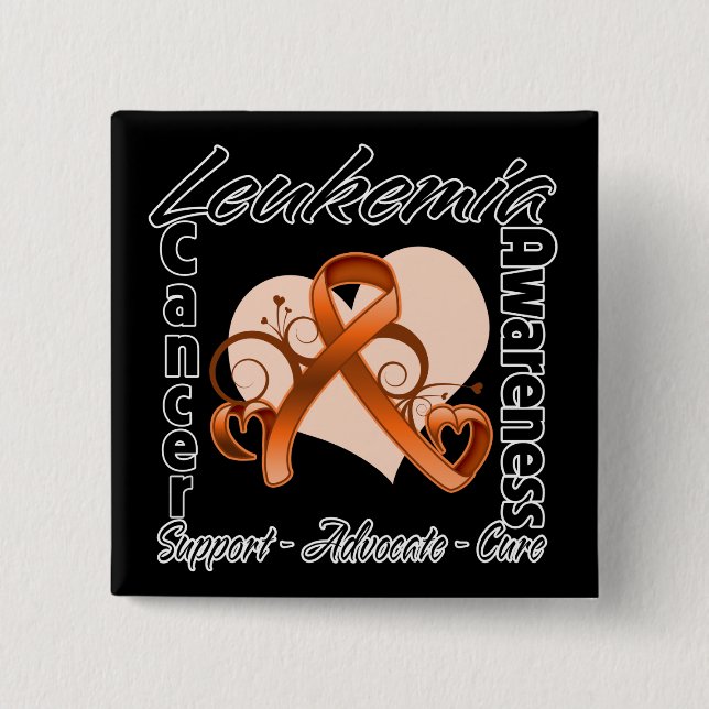 Heart Ribbon - Leukaemia Awareness 15 Cm Square Badge (Front)