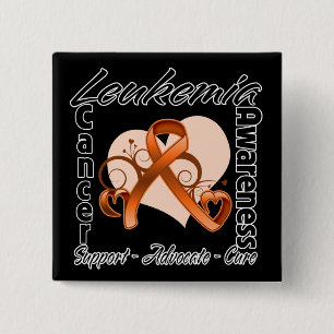 Heart Ribbon - Leukaemia Awareness 15 Cm Square Badge
