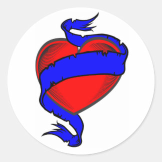 heart ribbon network classic round sticker