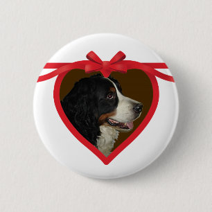 Heart Ribbon Photo Frame 6 Cm Round Badge
