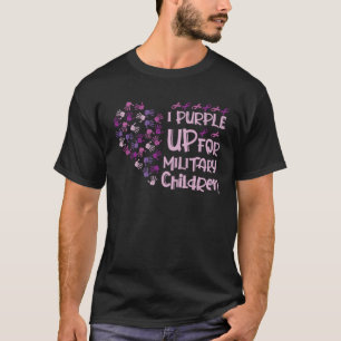 Heart Ribbon Purple Up For Military Children Aware T-Shirt
