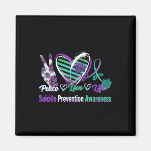 Heart Ribbon Rose Peace Love Mental Health Suicide Magnet