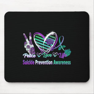 Heart Ribbon Rose Peace Love Mental Health Suicide Mouse Pad
