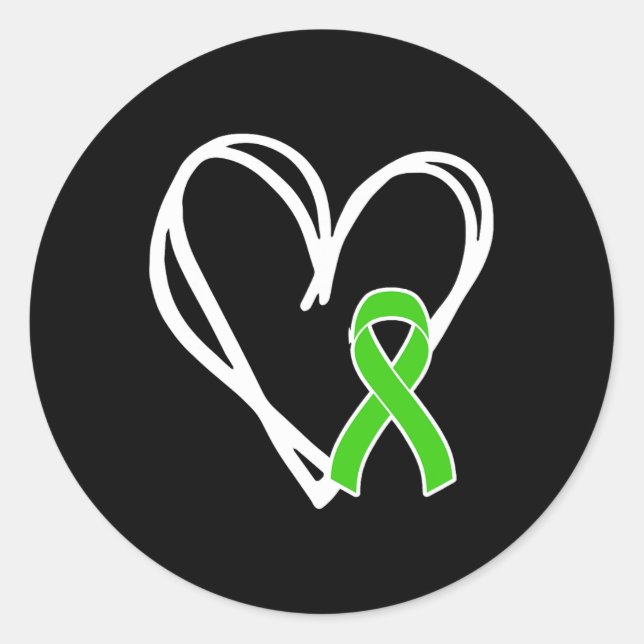 Heart Ribbon Support Mental Health Awareness Month Classic Round Sticker (Front)