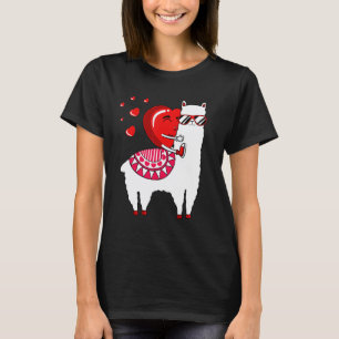 Heart Riding Llama Valentines Day Alpaca Animal L T-Shirt