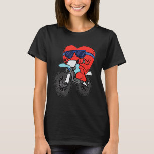 Heart Riding Motorcycle Valentines Day Dirt Bike L T-Shirt