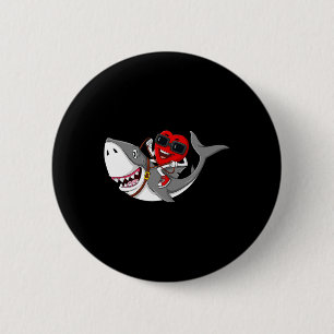 Heart Riding Shark Valentine's Day Fun Boys Girls 6 Cm Round Badge