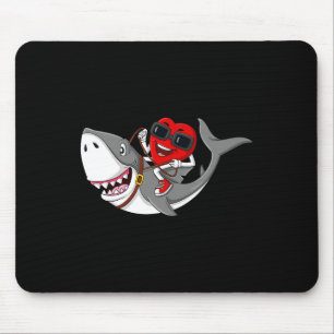 Heart Riding Shark Valentine's Day Fun Boys Girls Mouse Pad