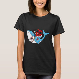 Heart Riding Shark Valentine's Day Fun Boys Girls T-Shirt