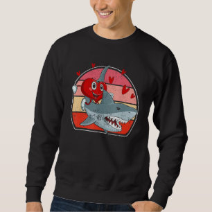 Heart Riding Shark Valentine's Day Sharks Sweatshirt