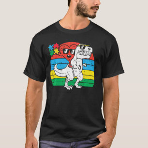Heart Riding Trex Dino Autism Awareness Toddler Bo T-Shirt