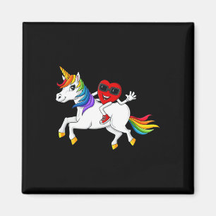 Heart Riding Unicorn Valentine's Day Fun Girls Kid Magnet