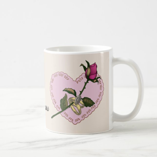 Heart Rings Rose wedding mug (Right)