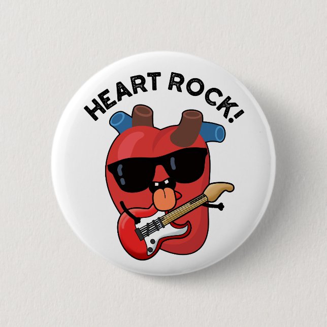 Heart Rock Funny Music Pun  6 Cm Round Badge (Front)