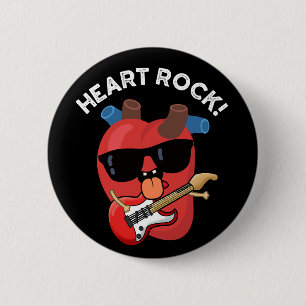 Heart Rock Funny Music Pun Dark BG 6 Cm Round Badge