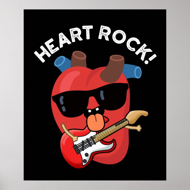 Heart Rock Funny Music Pun Dark BG Poster (Front)