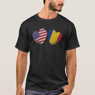Heart Romanian American Flag Patriotic Family Heri T-Shirt