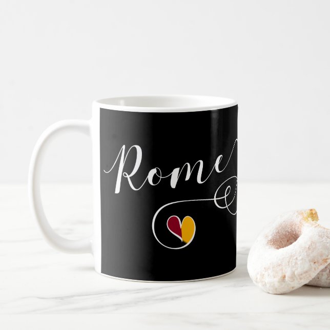 Heart Rome Mug, Italy, Italian Coffee Mug (With Donut)