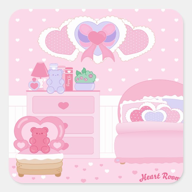Heart Room Spiral Notebbok Square Sticker (Front)