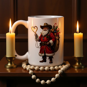 Heart Rope Cowboy Santa Coffee Mug