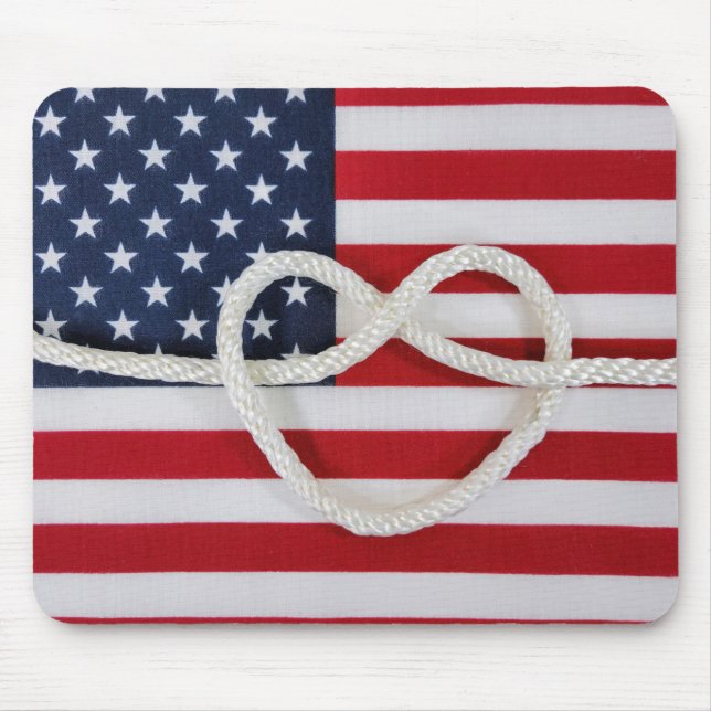 Heart Rope on American Flag Mouse Pad (Front)