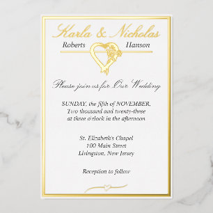 Heart & Roses, Elegant White Wedding, Gold